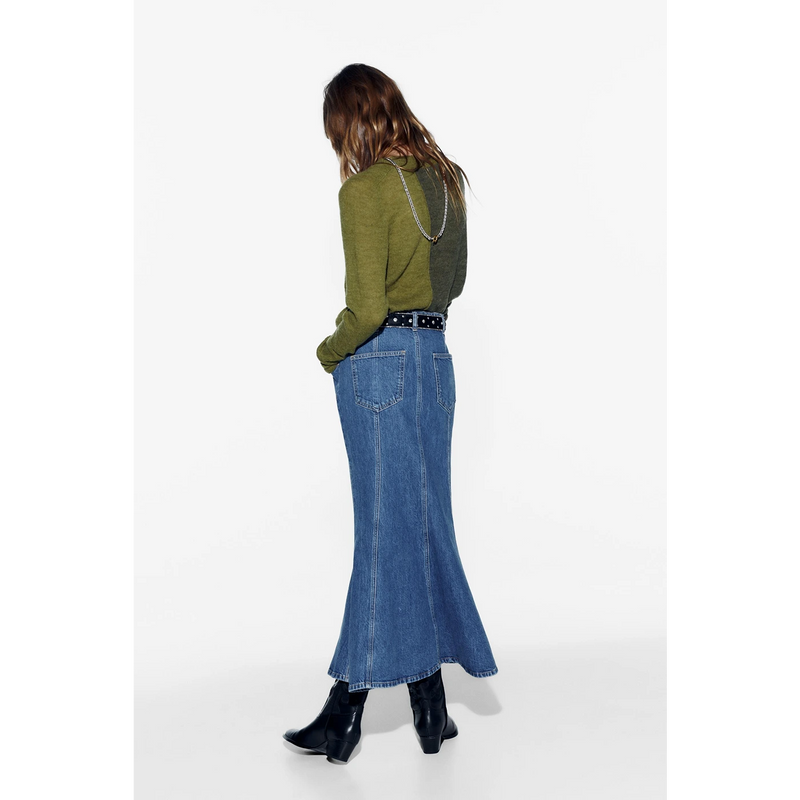 Blue Mid Rise Denim Skirt | Montivo Pakistan
