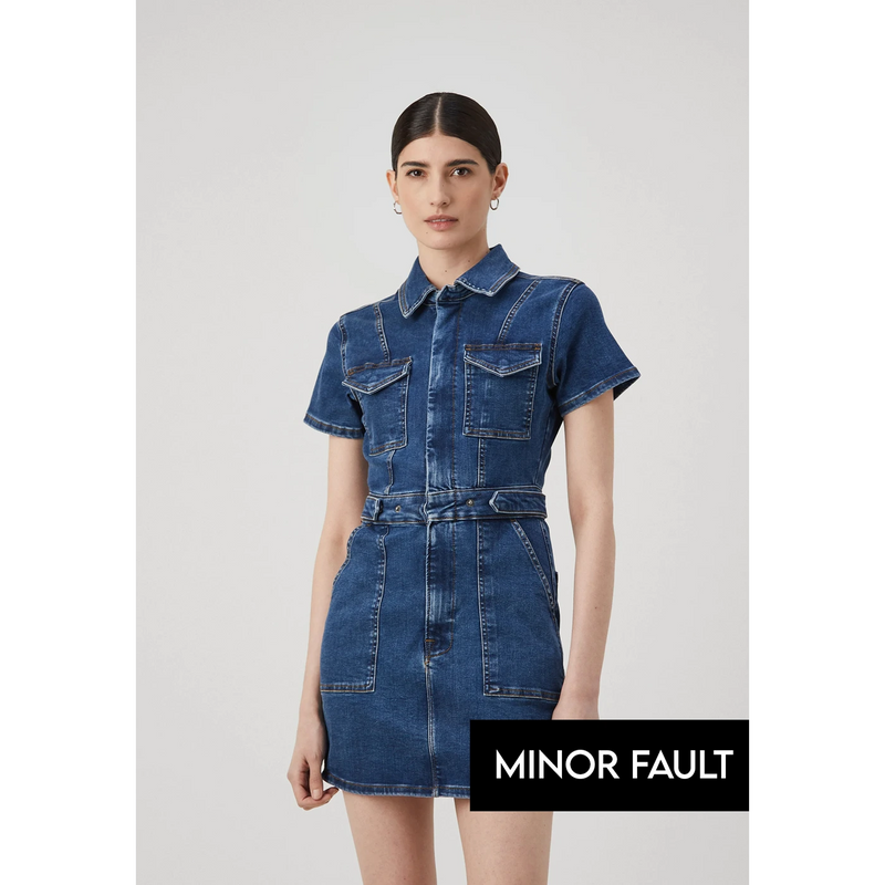 (Minor Fault) Blue Denim Mini Dress | Montivo Pakistan
