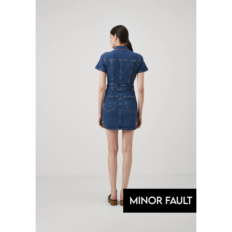 (Minor Fault) Blue Denim Mini Dress | Montivo Pakistan