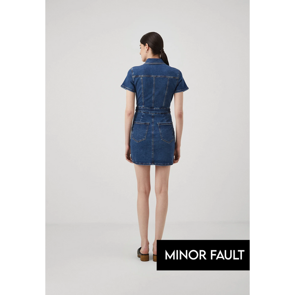 (Minor Fault) Blue Denim Mini Dress | Montivo Pakistan