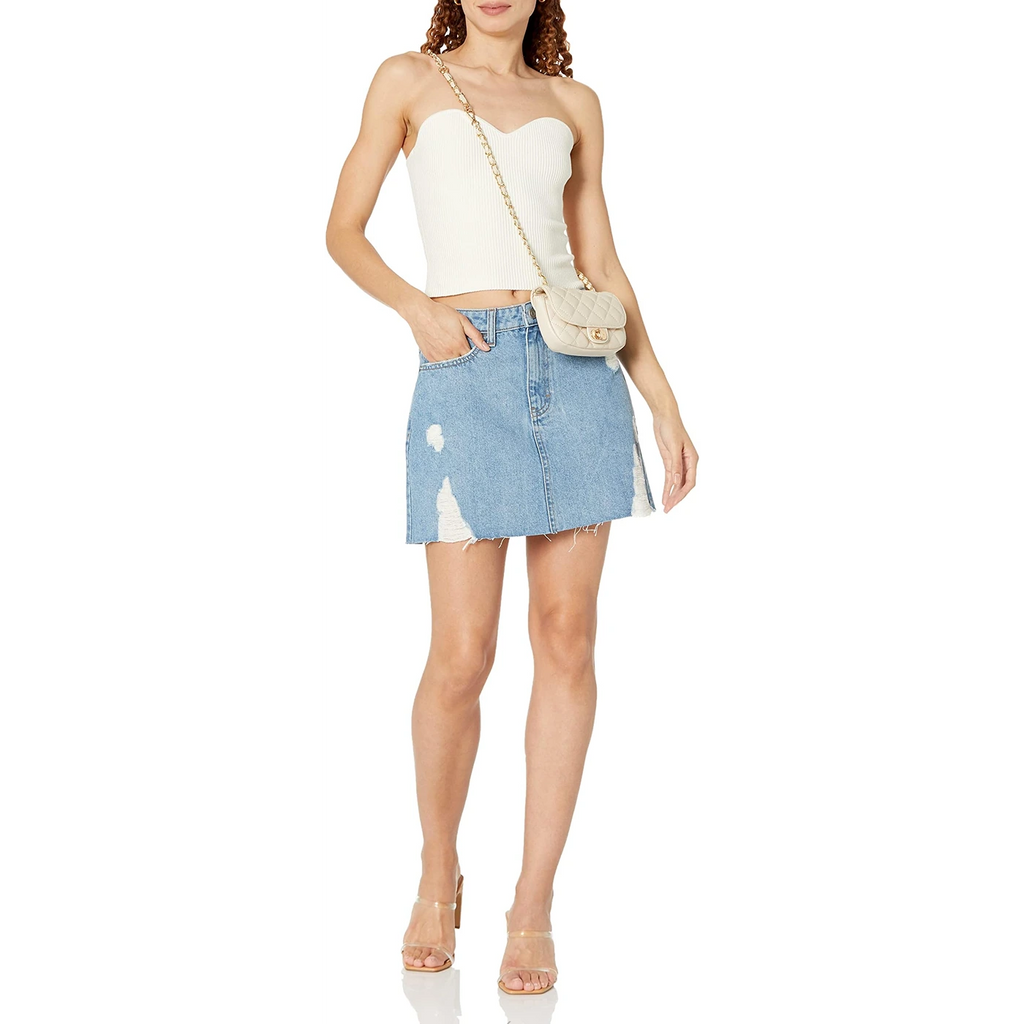 Light Blue Distressed Mini Skirt | Montivo Pakistan