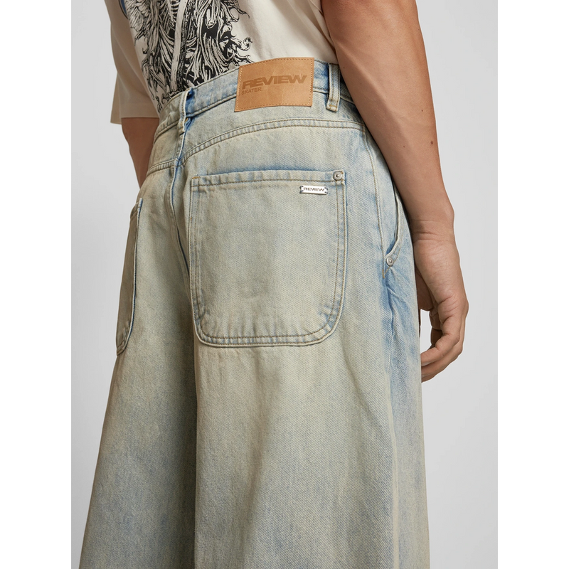 Dirty Light Blue Skater Baggy Jeans | Montivo Pakistan