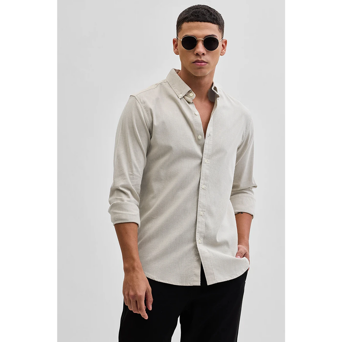 Ecru Slim Fit Shirt | Montivo Pakistan