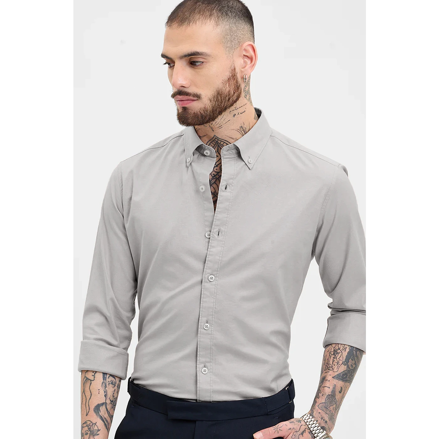 Light Grey Slim Fit Shirt | Montivo Pakistan