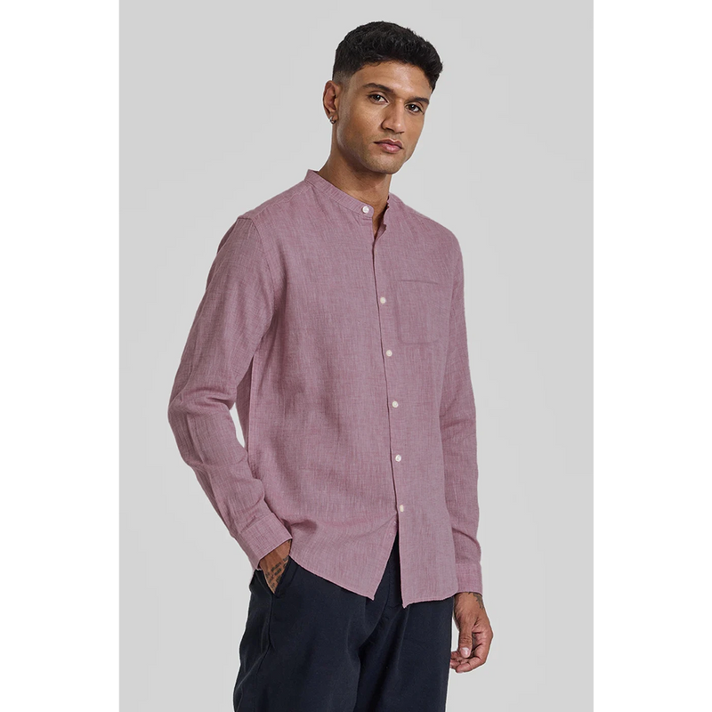 Pink Textured Mandarin Pocket Slim Shirt | Montivo Pakistan