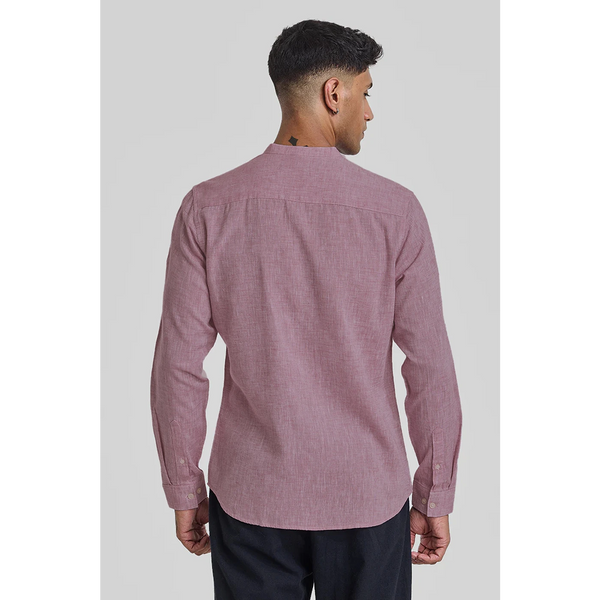 Pink Textured Mandarin Pocket Slim Shirt | Montivo Pakistan