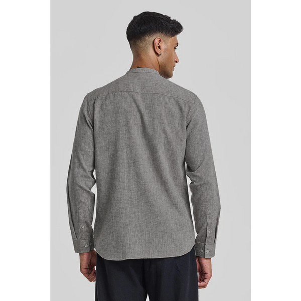 Light Grey Textured Mandarin Pocket Slim Shirt | Montivo Pakistan