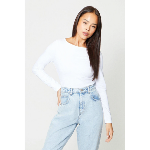 White Slash Neck Jersey Top | Montivo Pakistan