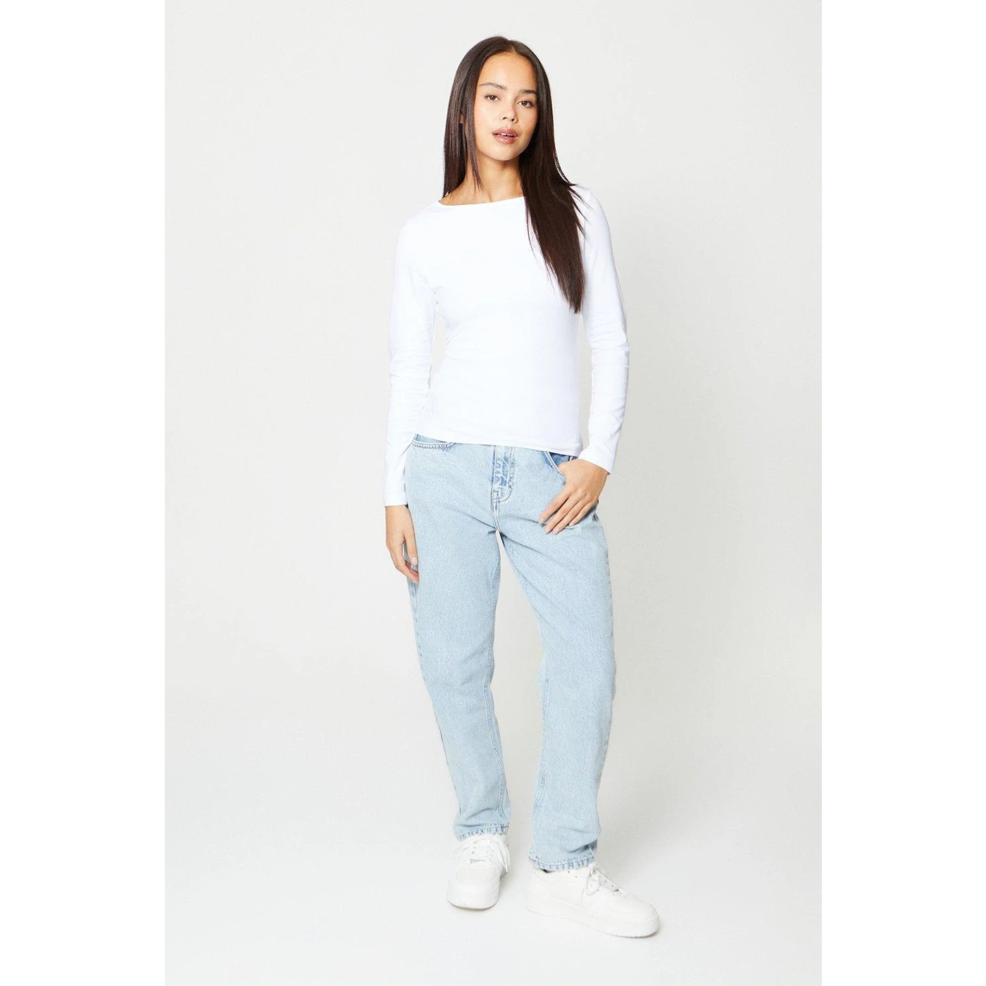 White Slash Neck Jersey Top | Montivo Pakistan