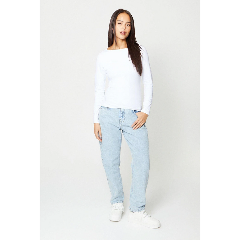 White Slash Neck Jersey Top | Montivo Pakistan