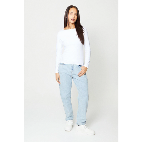 White Slash Neck Jersey Top | Montivo Pakistan