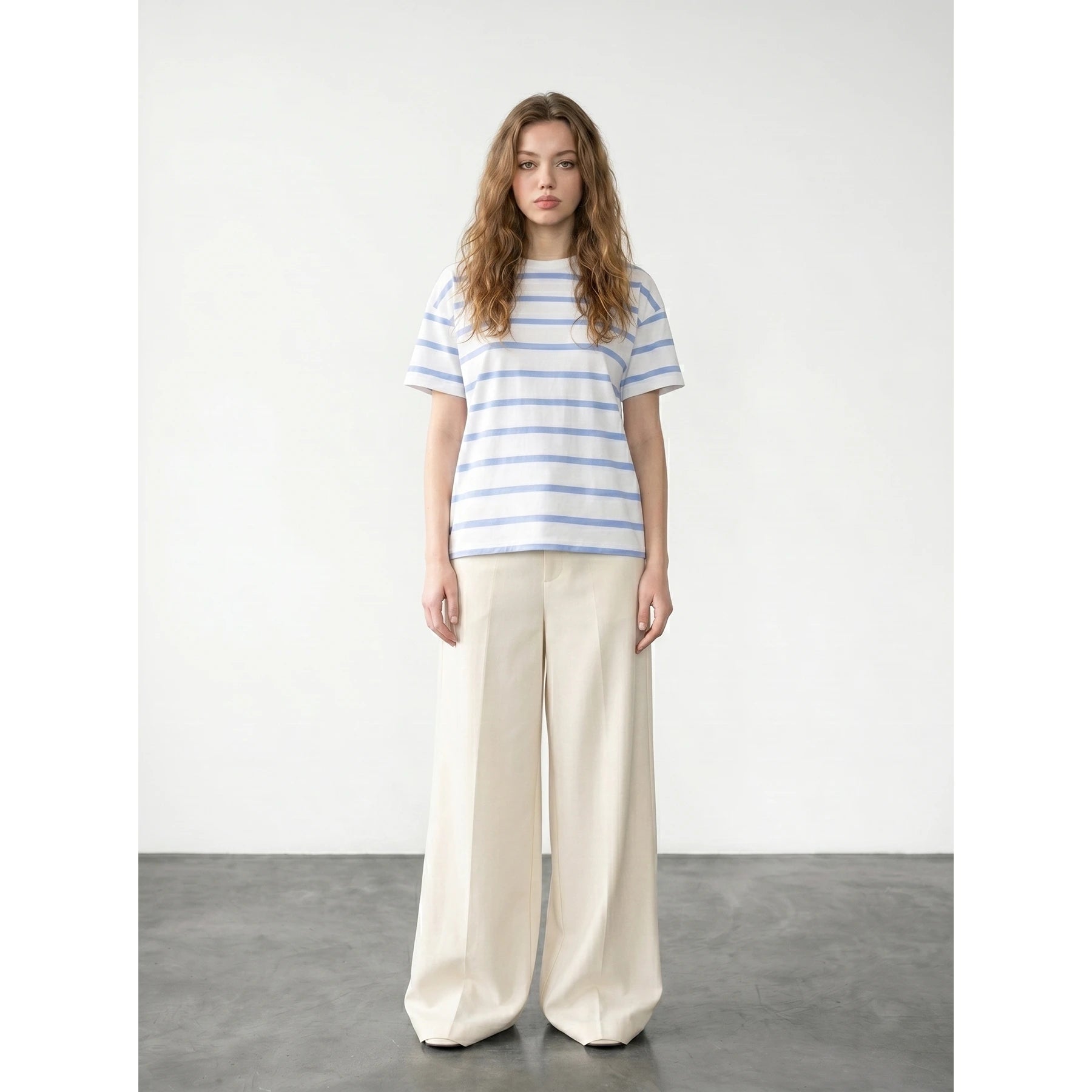 Light Blue Stripes Relaxed Fit Tshirt | Montivo Pakistan