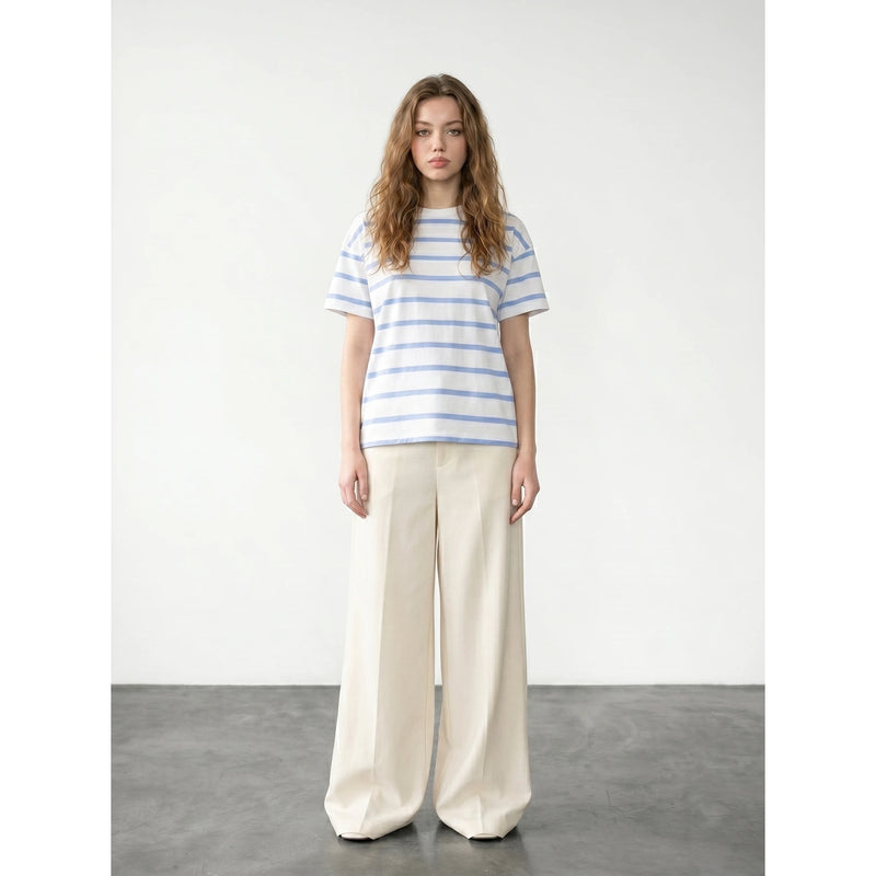Light Blue Stripes Relaxed Fit Tshirt | Montivo Pakistan
