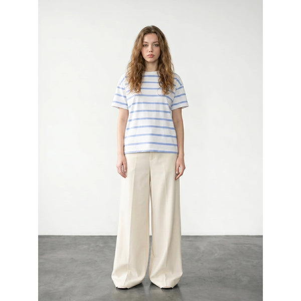 Light Blue Stripes Relaxed Fit Tshirt | Montivo Pakistan