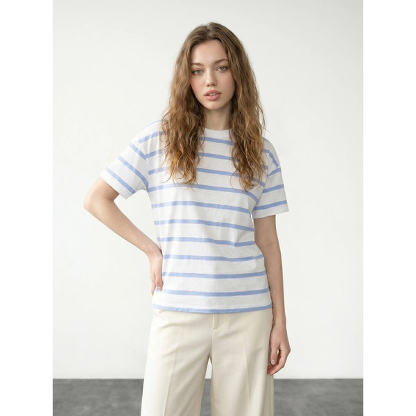 Light Blue Stripes Relaxed Fit Tshirt | Montivo Pakistan