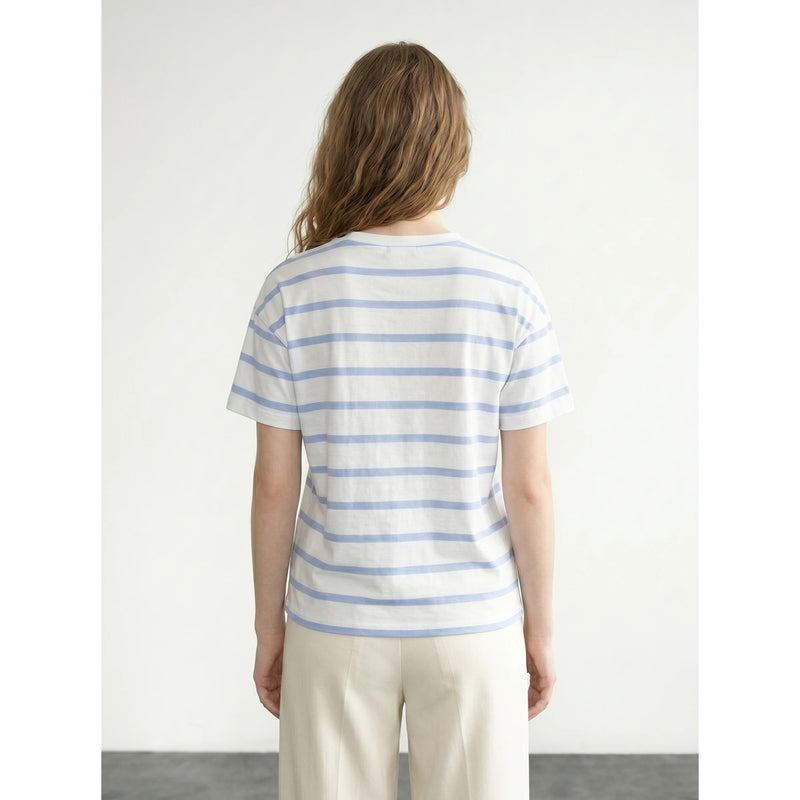 Light Blue Stripes Relaxed Fit Tshirt | Montivo Pakistan