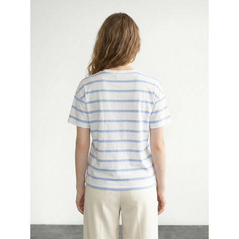 Light Blue Stripes Relaxed Fit Tshirt | Montivo Pakistan