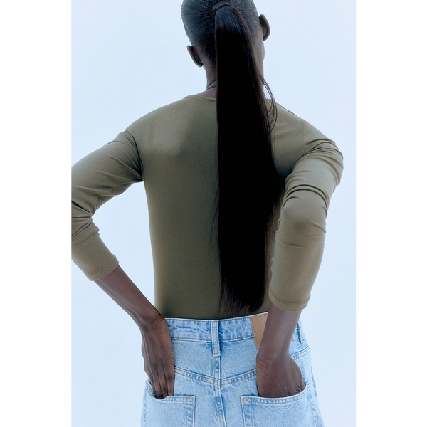 Olive Green Long Sleeves Jersey Bodysuit | Montivo Pakistan