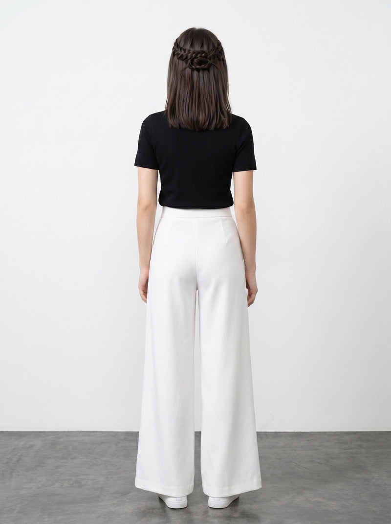 Plain Scallop Edge Neck Short Sleeve Top | Montivo Pakistan