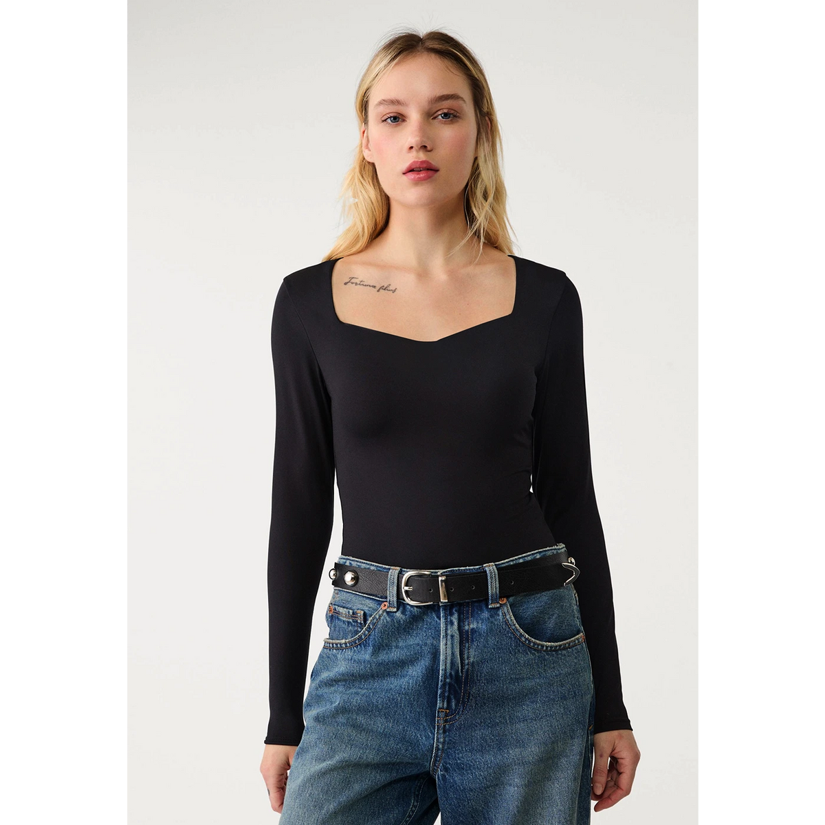 Black Long Sleeves Jersey Bodysuit | Montivo Pakistan