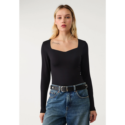 Black Long Sleeves Jersey Bodysuit | Montivo Pakistan