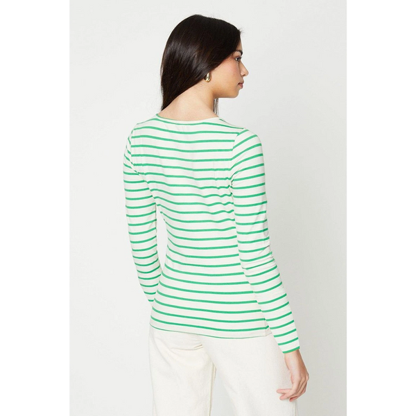 Green Stripes Slash Neck Jersey Top | Montivo Pakistan