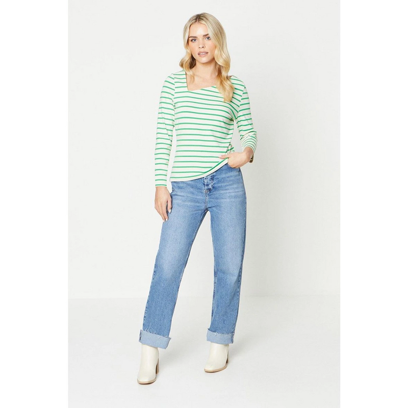 Green Stripes Asymmetric Jersey Top | Montivo Pakistan