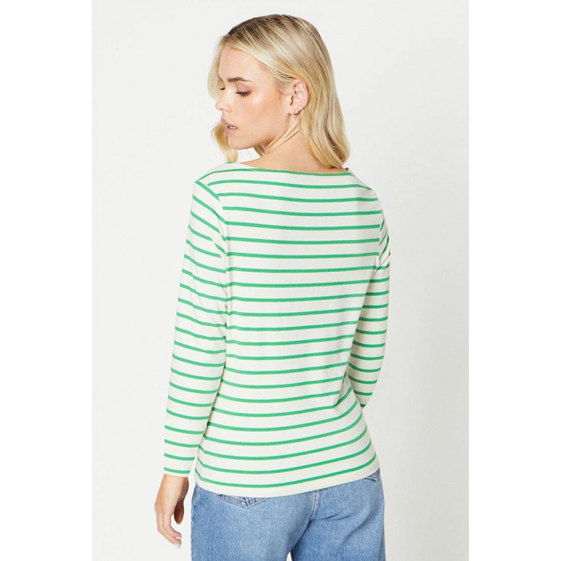 Green Stripes Asymmetric Jersey Top | Montivo Pakistan