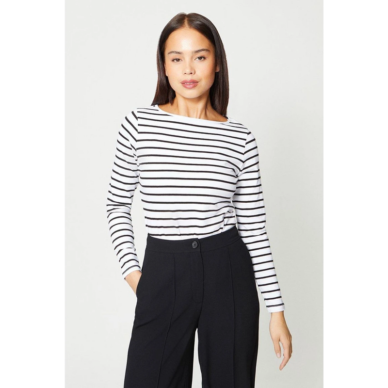 Black Stripes Slash Neck Jersey Top | Montivo Pakistan