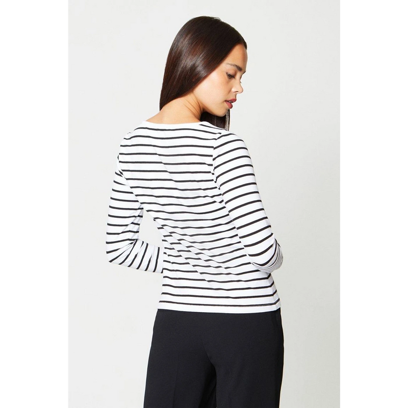 Black Stripes Slash Neck Jersey Top | Montivo Pakistan