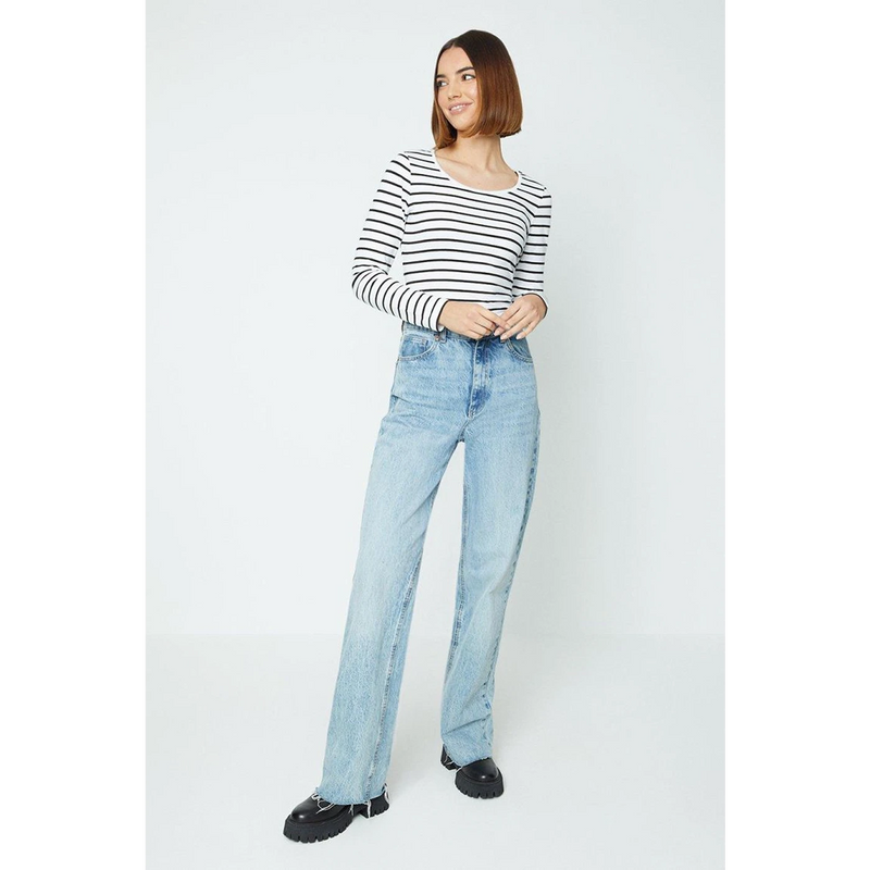 Black Stripes Scoop Neck Jersey Top | Montivo Pakistan