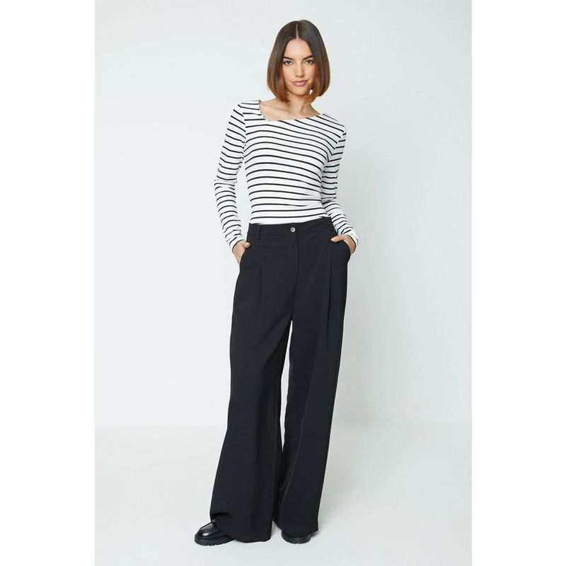 Black Stripes Asymmetric Jersey Top | Montivo Pakistan