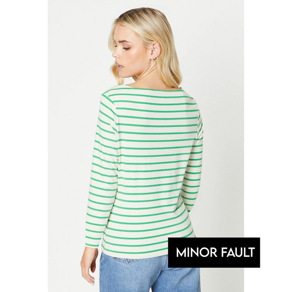 (Minor Fault) Green Stripes Asymmetric Jersey Top | Montivo Pakistan