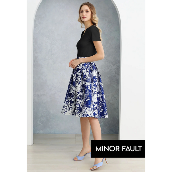(Minor Fault) Plain Scallop Edge Neck Short Sleeve Top | Montivo Pakistan