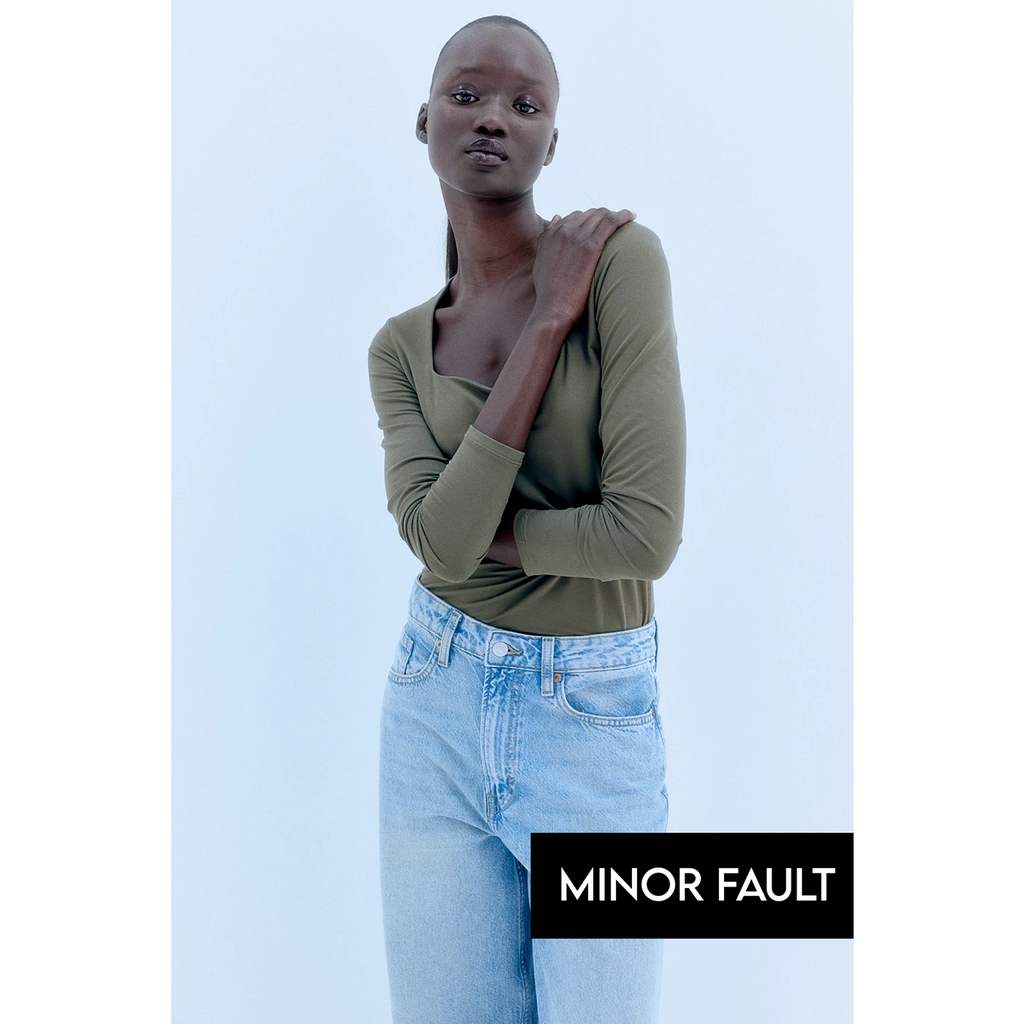 (Minor Fault) Olive Green Long Sleeves Jersey Bodysuit | Montivo Pakistan