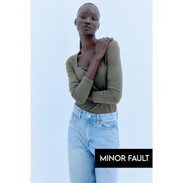 (Minor Fault) Olive Green Long Sleeves Jersey Bodysuit | Montivo Pakistan