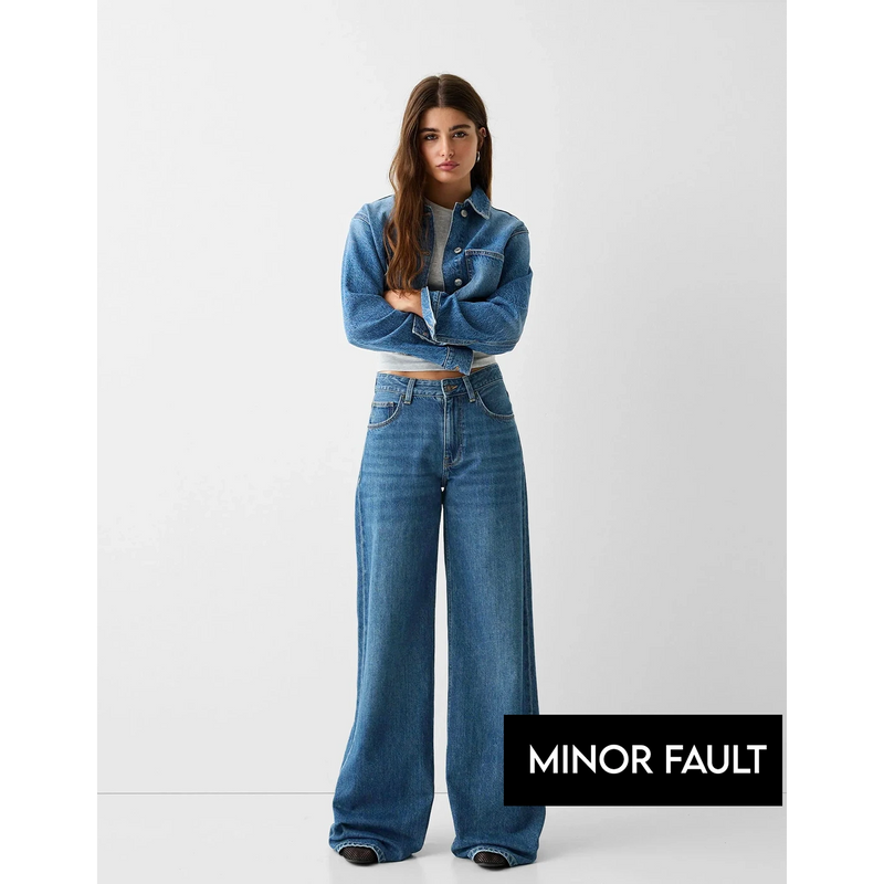(Minor Fault) Mid Blue Wide Leg Jeans | Montivo Pakistan