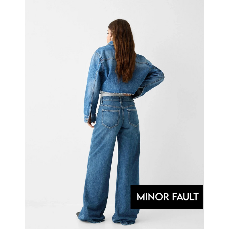 (Minor Fault) Mid Blue Wide Leg Jeans | Montivo Pakistan