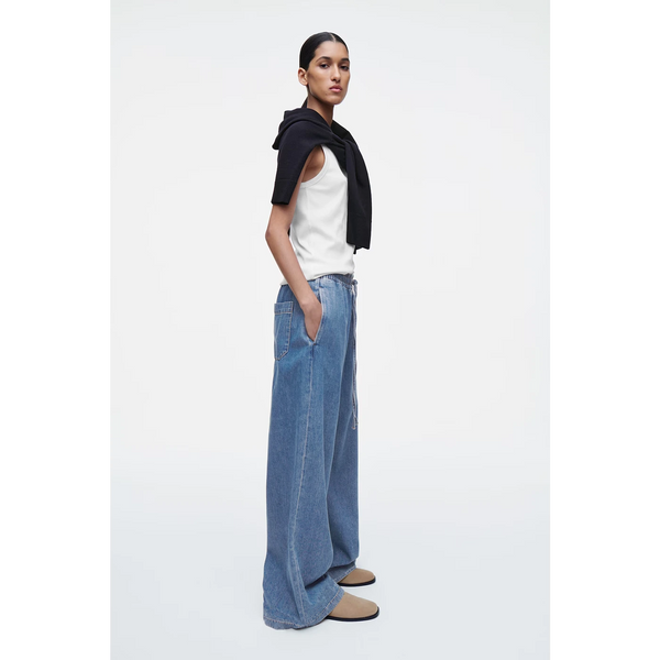 Wide Leg Fluid Denim Trousers | Montivo Pakistan