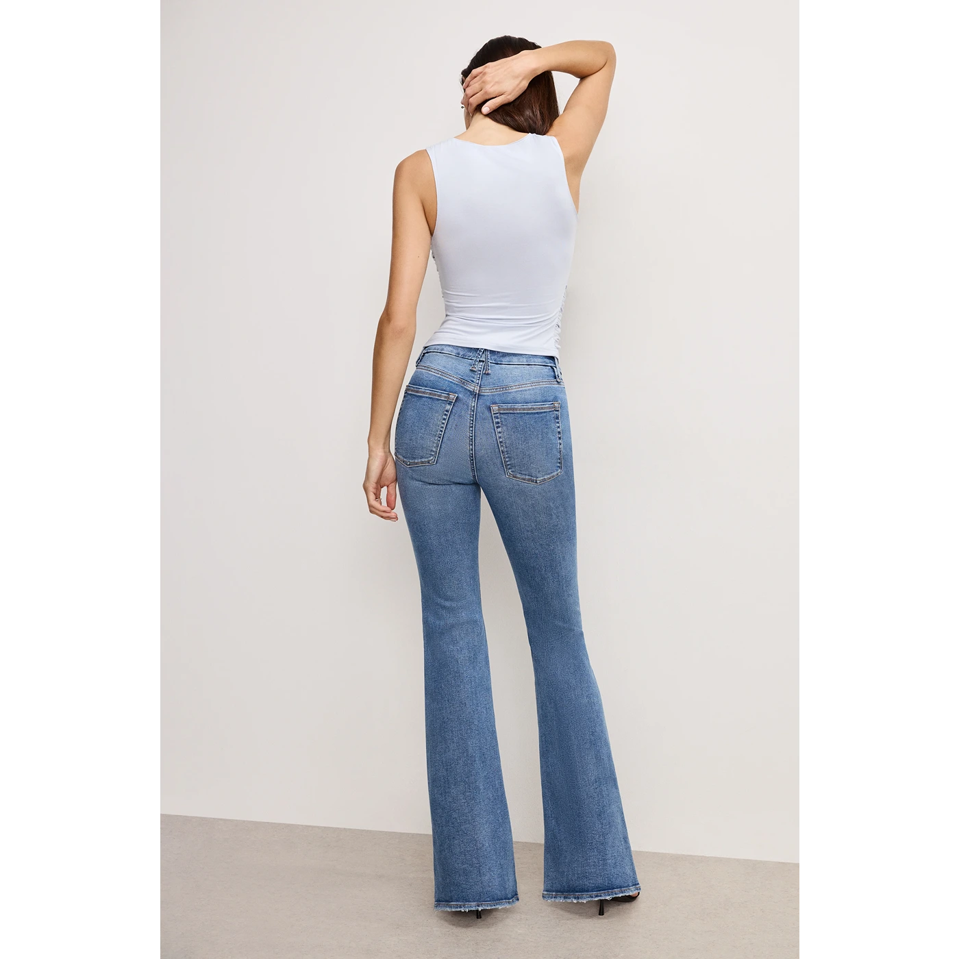 Mid Blue High Rise Flare Jeans | Montivo Pakistan