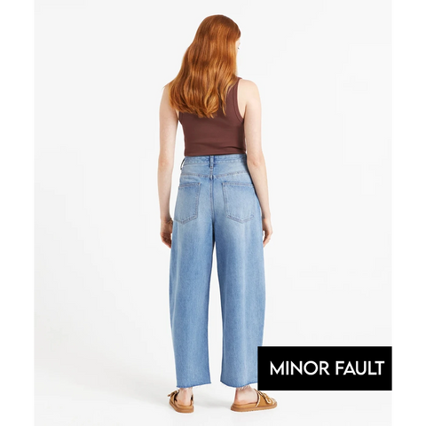(Minor Fault) Light Blue Mid Rise Barrel Leg Jeans | Montivo Pakistan
