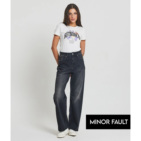 (Minor Fault) Charcoal Wide Leg Baggy Jeans | Montivo Pakistan