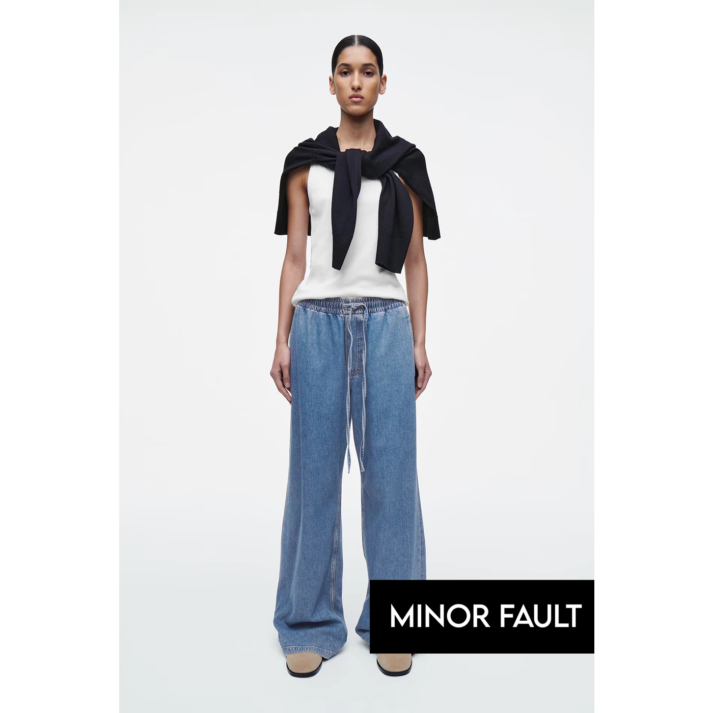 (Minor Fault) Wide Leg Fluid Denim Trousers | Montivo Pakistan
