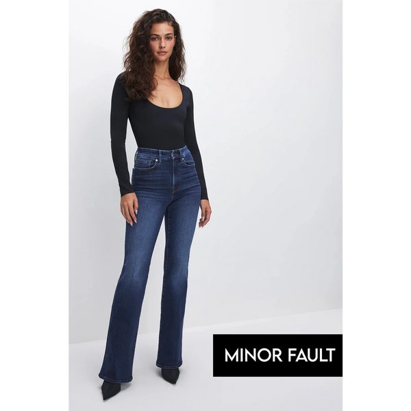 (Minor Fault) Dark Blue High Rise Flare Jeans | Montivo Pakistan