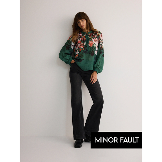 (Minor Fault) Faded Black High Waist Flare Jeans | Montivo Pakistan