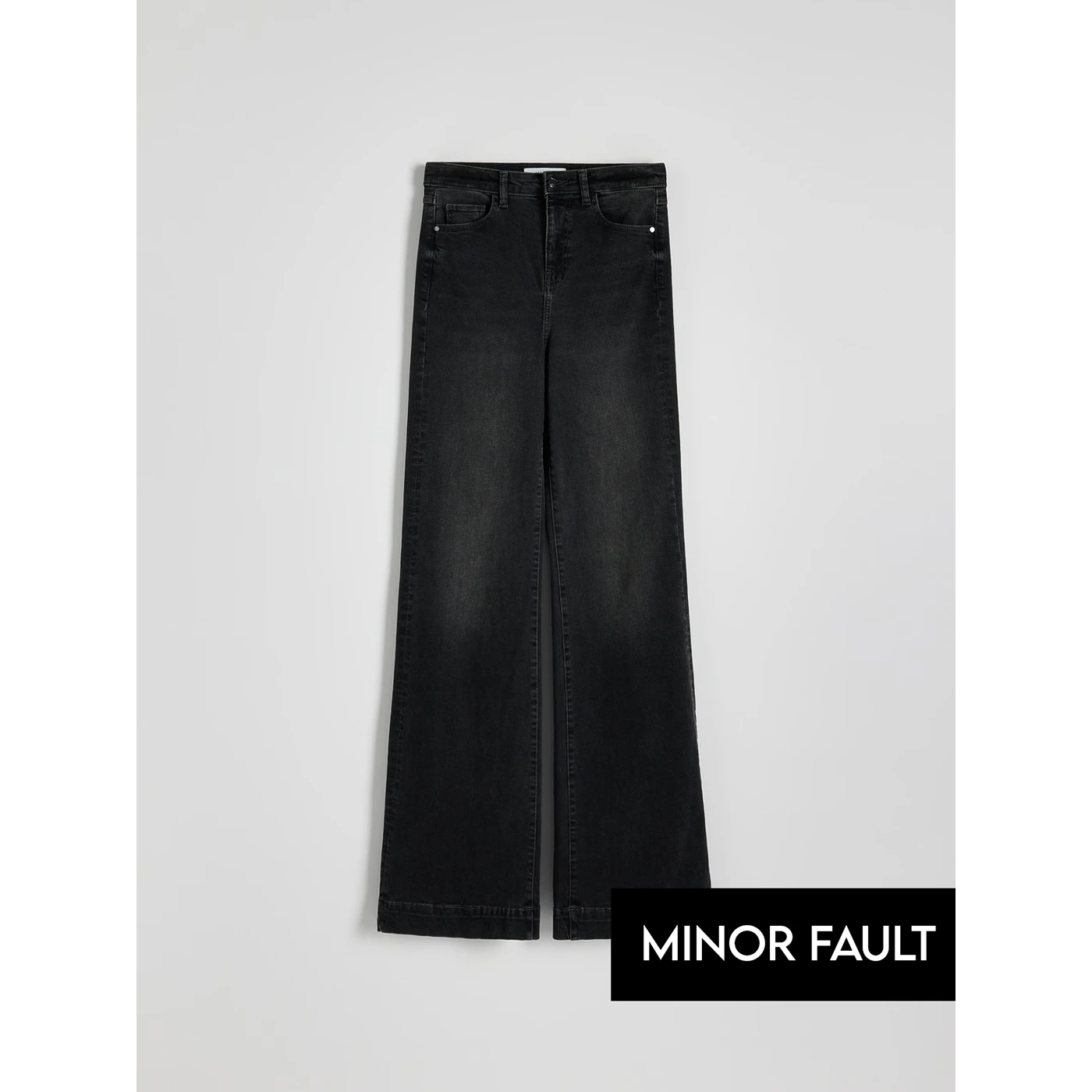(Minor Fault) Faded Black High Waist Flare Jeans | Montivo Pakistan