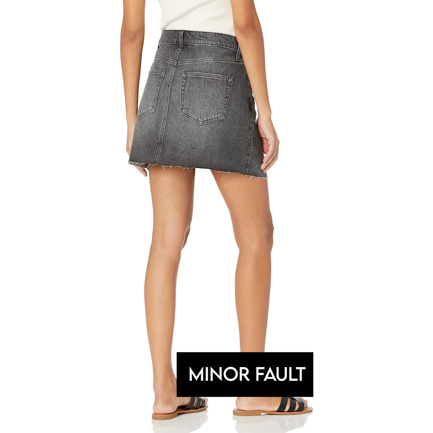 (Minor Fault) Charcoal Denim Mini Skirt | Montivo Pakistan