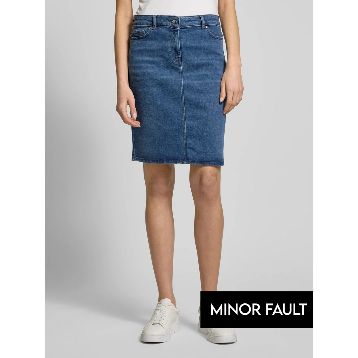 (Minor Fault) Dark Blue Knee-Length Denim Skirt | Montivo Pakistan