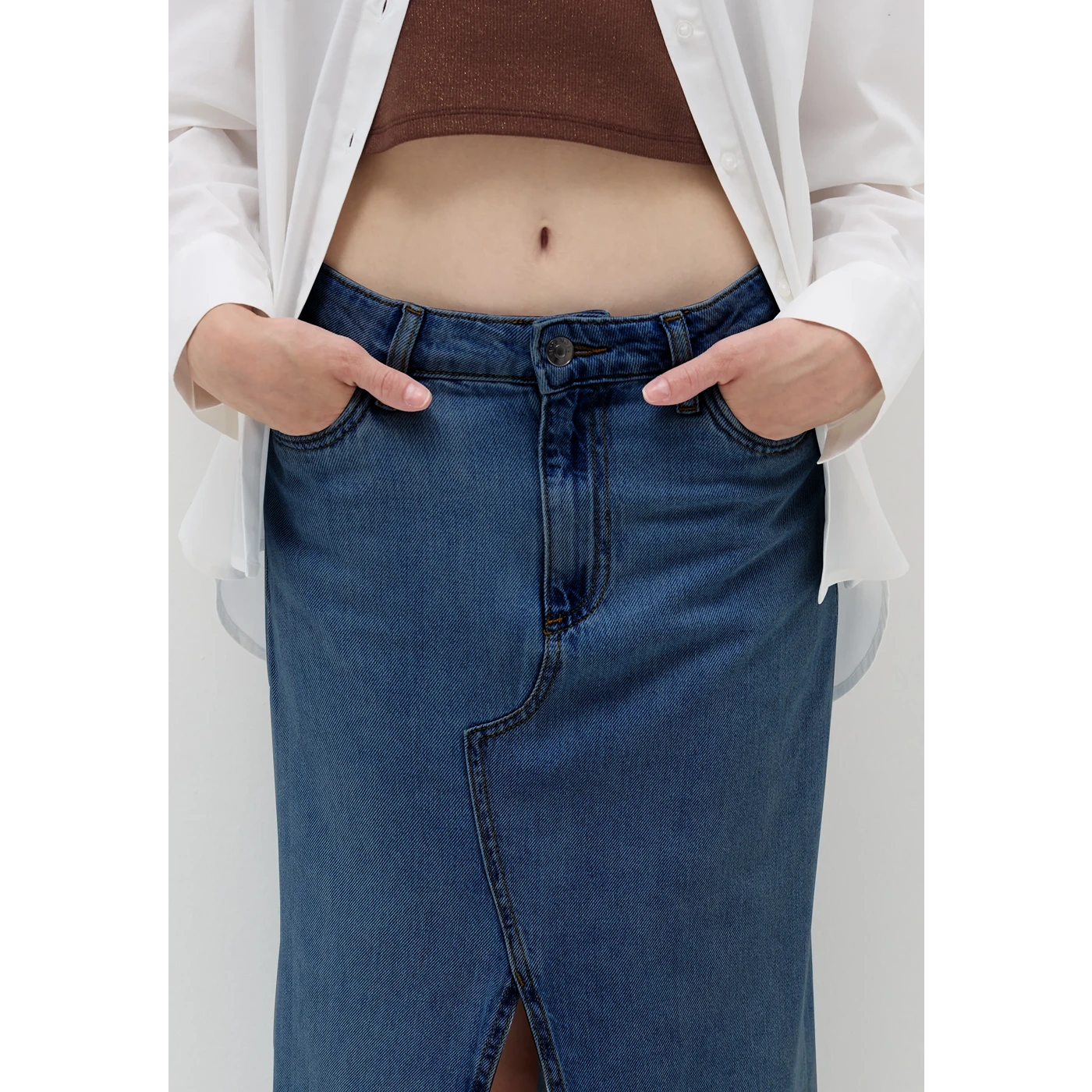 Dark Wash Front Slit Denim Skirt | Montivo Pakistan