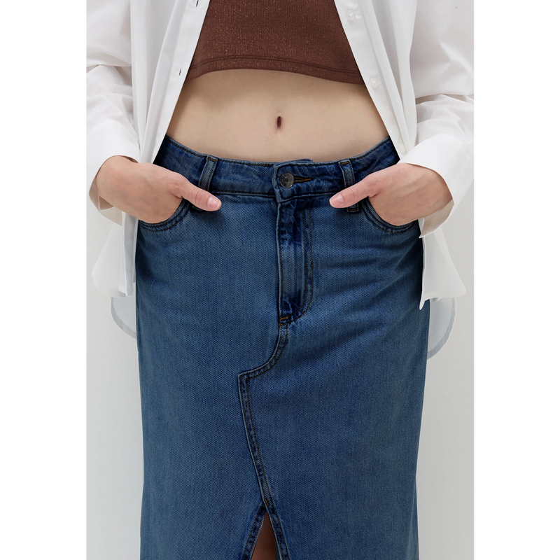Dark Wash Front Slit Denim Skirt | Montivo Pakistan